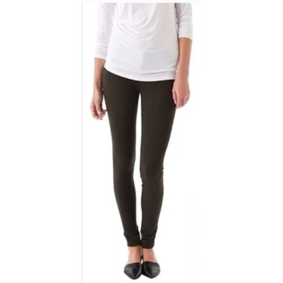VINCE Stretch Pants Brown Stretch Classic soft High-rise Leggings Luxury - Picture 10 of 11